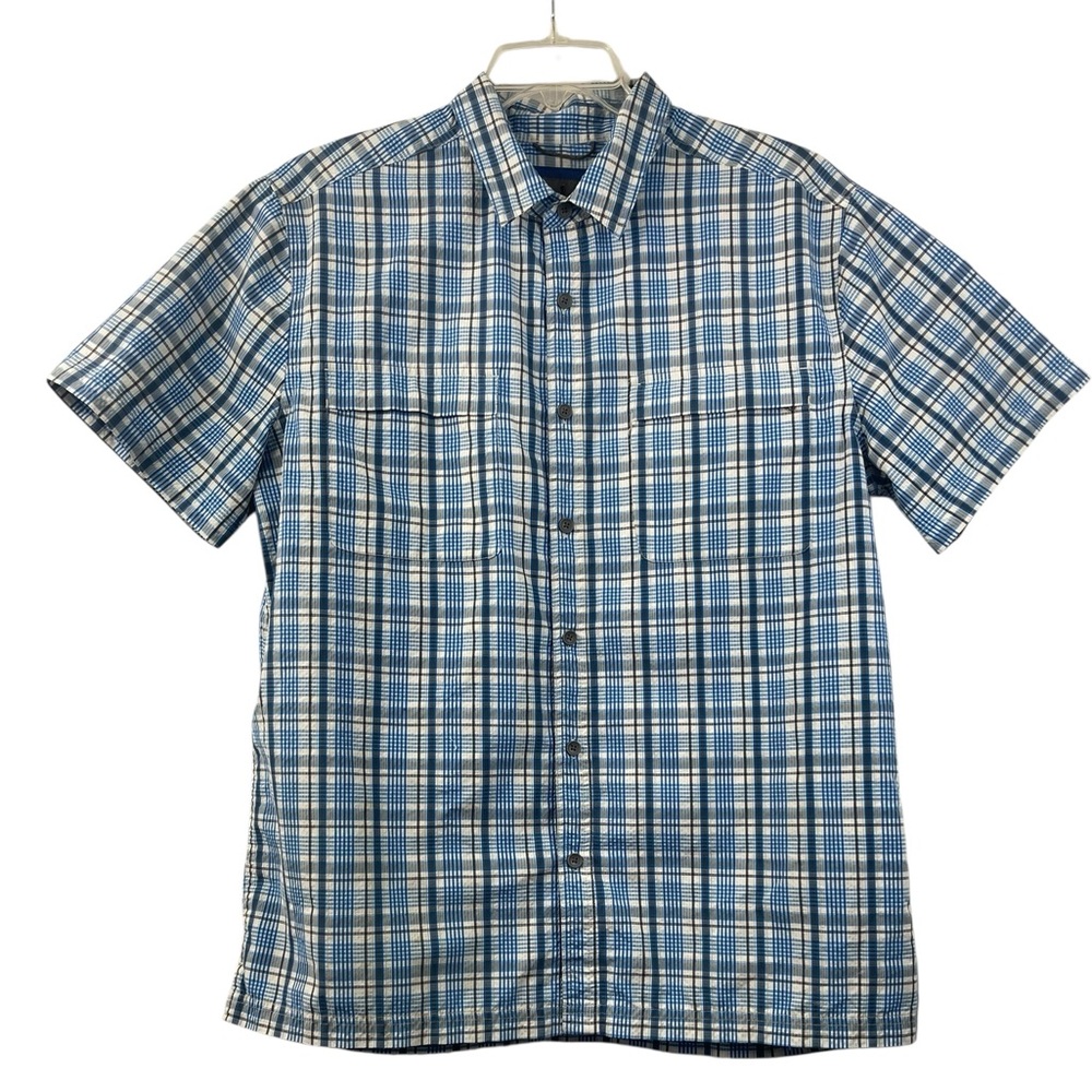 Royal Robbins Redwood plaid SS shirt in Tahoe blue. Size XL GUC